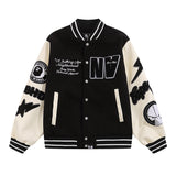 Bathing Ape jacket autumn and winter ape man letter embroidered patch leather sleeve baseball cotton jacket cotton coat