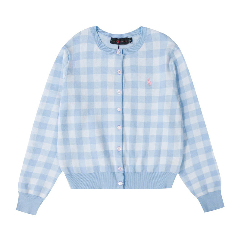 Ralph Lauren Knitted sweaters RL Pony Embroidered Checked Knitted Cardigan Crew Neck