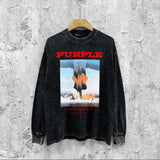 Purple Brand Distressed Long Sleeve Shirt Fashion Distressed Loose Long-sleeved Top