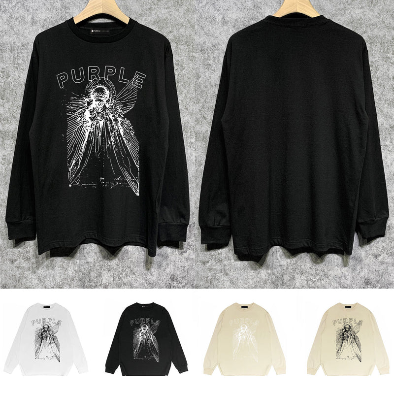 Purple Brand Long Sleeve T-Shirt Fashion Loose Long Sleeve Top