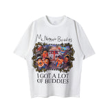 Men Vintage T-Shirts vintageM French Fries Cartoon Print Short Sleeve Loose Casual
