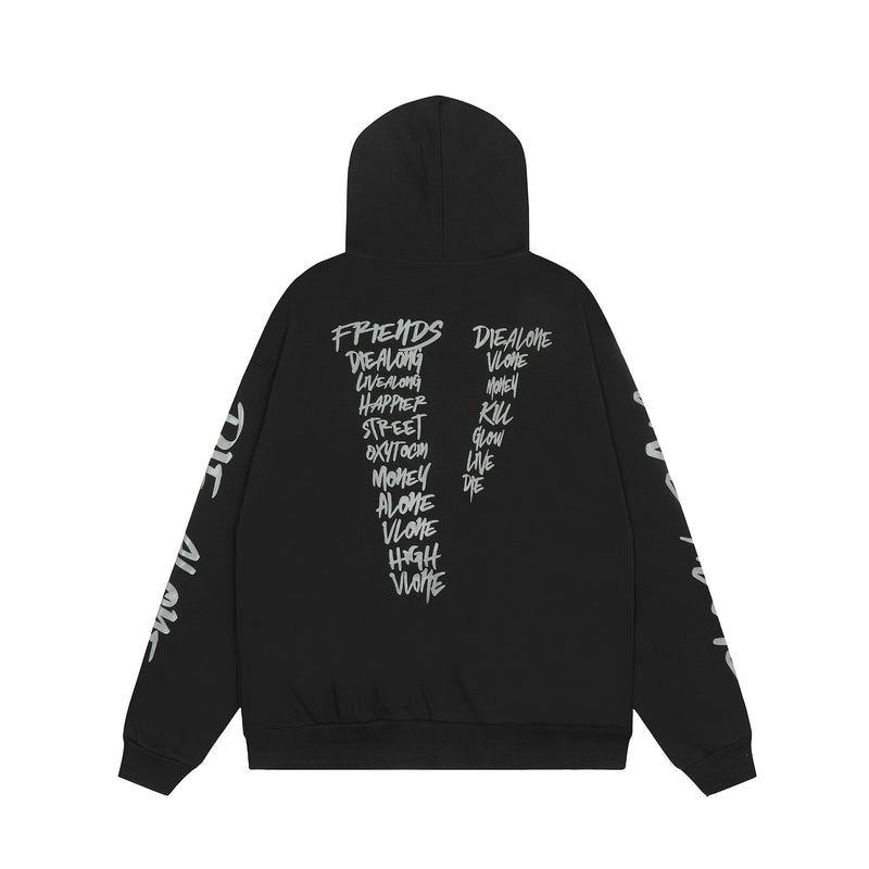 Vlone Hoodie Autumn and Winter Signature Big V Letter