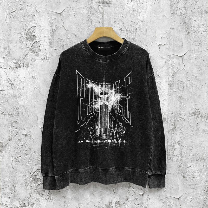Purple Brand Distressed Sweatshirt Retro Vintage Crew Neck Sweater