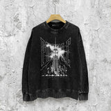 Purple Brand Distressed Sweatshirt Retro Vintage Crew Neck Sweater