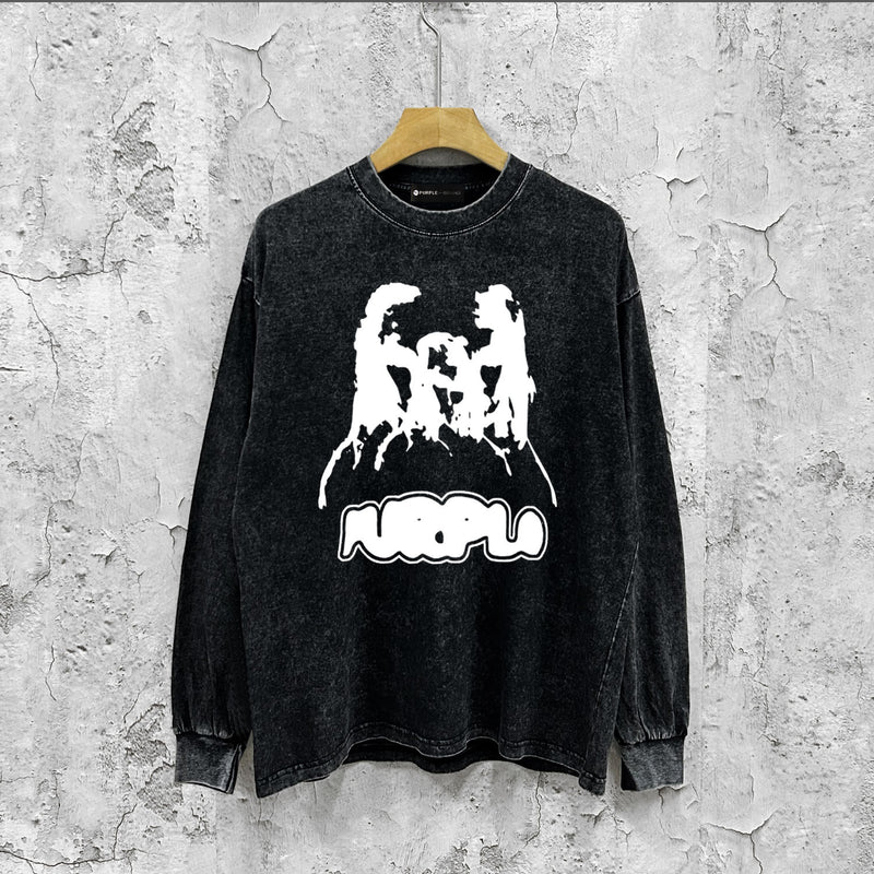 Purple Brand Distressed Long Sleeve Shirt Fashion Distressed Loose Long-sleeved Top