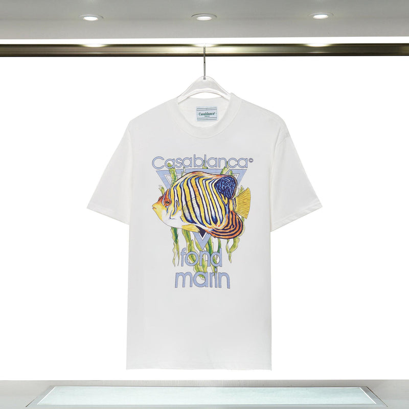 Casablanca T Shirts Ocean Fish Crew Neck Loose Tee