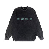 Purple Brand Distressed Long Sleeve Shirt Fashion Distressed Loose Long-sleeved Top
