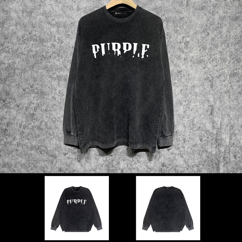 Purple Brand Distressed Long Sleeve Shirt Fashion Distressed Loose Long-sleeved Top