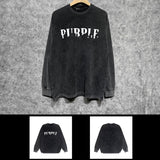 Purple Brand Distressed Long Sleeve Shirt Fashion Distressed Loose Long-sleeved Top