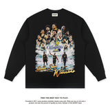 Nba Long Sleeve Shirt Loose Washed-out Cotton round Neck