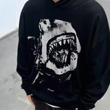 Men Vintage T-Shirts vintage old shark print casual hooded sweater