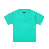 Fog Essentials T Shirts Spring/Summer FOG Season 9 Double Line Plastic Letter V-Neck Short Sleeves