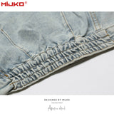 MIJKO Mens Jacket Washing Water Distress Unisex Denim Jacket