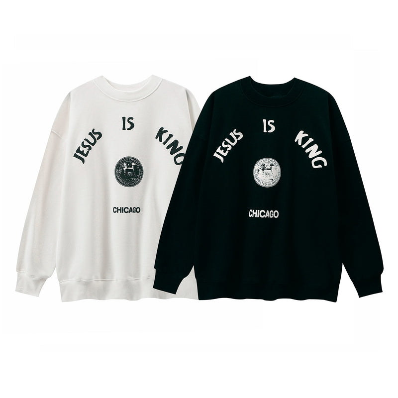 Jesus Is King T Shirt Big Talker Fashion Brand High Street Casual Loose Couple Fog round Neck Sweater Ins