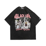 Y2g Shirts for Boys Vintage Washed Black Pink Summer Short Sleeve T-shirt for Men and Women