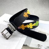 Chh Chrome Heart Belt Colored Cross Flower Lychee Pattern