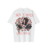 Men Vintage T-Shirts Gunsn Rose Short Sleeve Wash Vintage Old Print