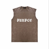 Purple Brand Distressed Tank T Shirts Distressed Sleeveless T-shirt Vest
