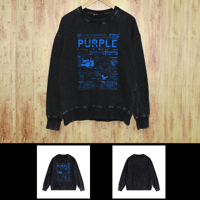 Purple Brand Distressed Sweatshirt Retro Vintage Crew Neck Sweater
