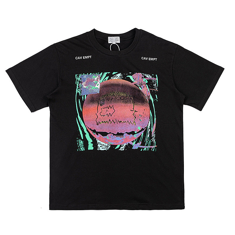 C.e t shirts creative earth pattern round neck pullover short sleeve men and women