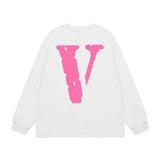 Vlone Sweatshirts Autumn and Winter Pink Big V Letter Crew Neck