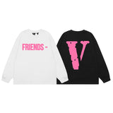 Vlone Sweatshirts Autumn and Winter Pink Big V Letter Crew Neck