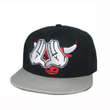 Trendy flat brimmed hat hands bull bull