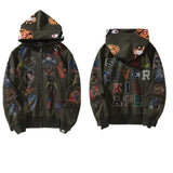 Bathing Ape Hoodie 15th Anniversary Hooded Sweater Men's Autumn and Winter Fleece Cardigan Zipper Shark Head Jacket