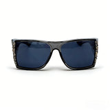 Trendy punk glasses retro large frame with diamonds y2k