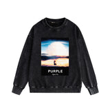 Purple Brand Distressed Sweatshirt Retro Vintage Crew Neck Sweater
