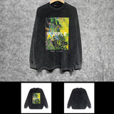 Purple Brand Distressed Long Sleeve Shirt Fashion Distressed Loose Long-sleeved Top