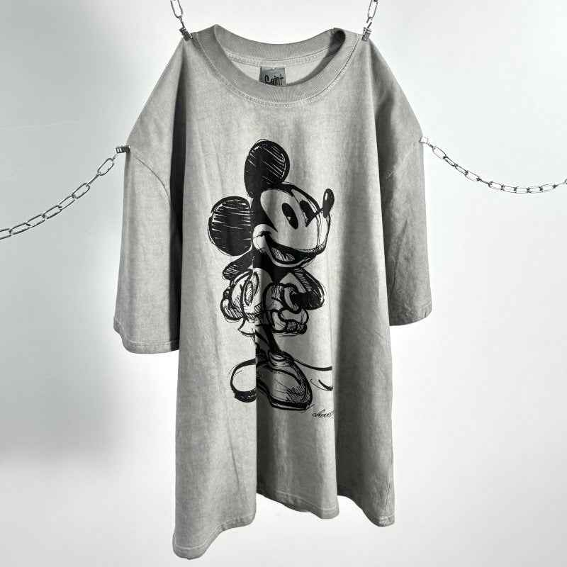 Men Vintage T-Shirts SAINT MICHAEL Mickey Mouse T-Shirts