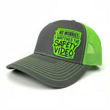 Trendy flat brimmed hat leather label mesh hat sunshade