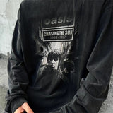 Mens Vintage T-Shirts SAINT MICHAEL CHO OASIS BAND vintage wash water do old long sleeves