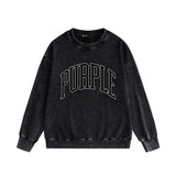 Purple Brand Distressed Sweatshirt Retro Vintage Crew Neck Sweater