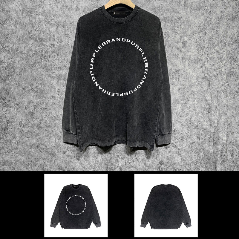 Purple Brand Distressed Long Sleeve Shirt Fashion Distressed Loose Long-sleeved Top