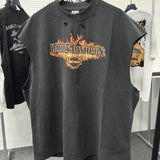Men Vintage T-Shirts SAINT Flame Letter Printing Washing Water Old Casual