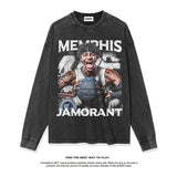 Nba Long Sleeve Shirt Autumn and Winter Ja Morant American Street Basketball Jersey Printed Long Sleeve T-shirt