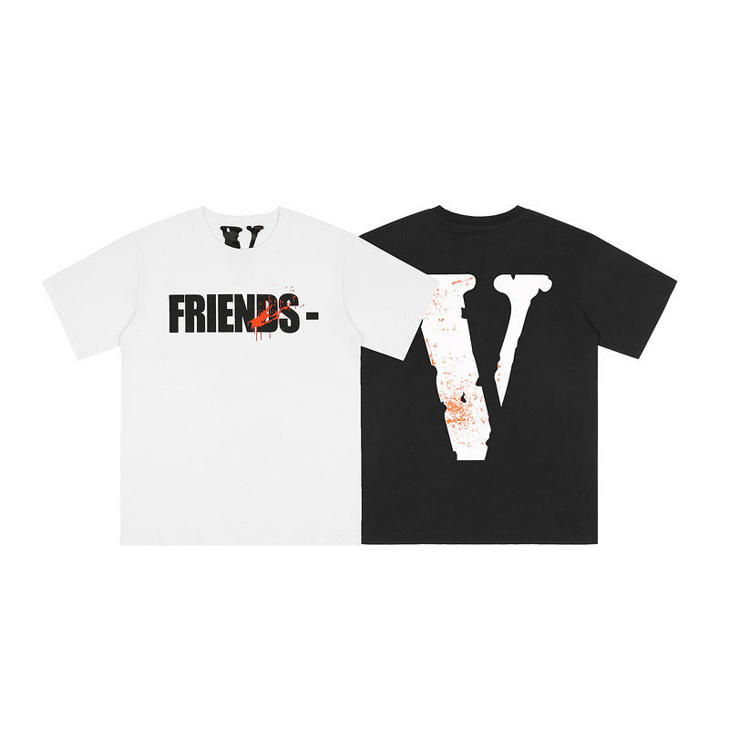 Vlone T Shirts Letter Teenagers Ordinary Loose Large Half Sleeve T-shirt