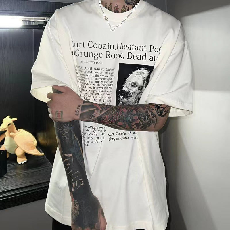 Men Vintage T-Shirts Nirvana Band Kurt Donald Cobain Kurt Cobain Short Sleeves