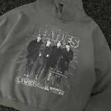 Men Vintage T-Shirts Saint Beatles Band Wash Water Old Hooded Sweater