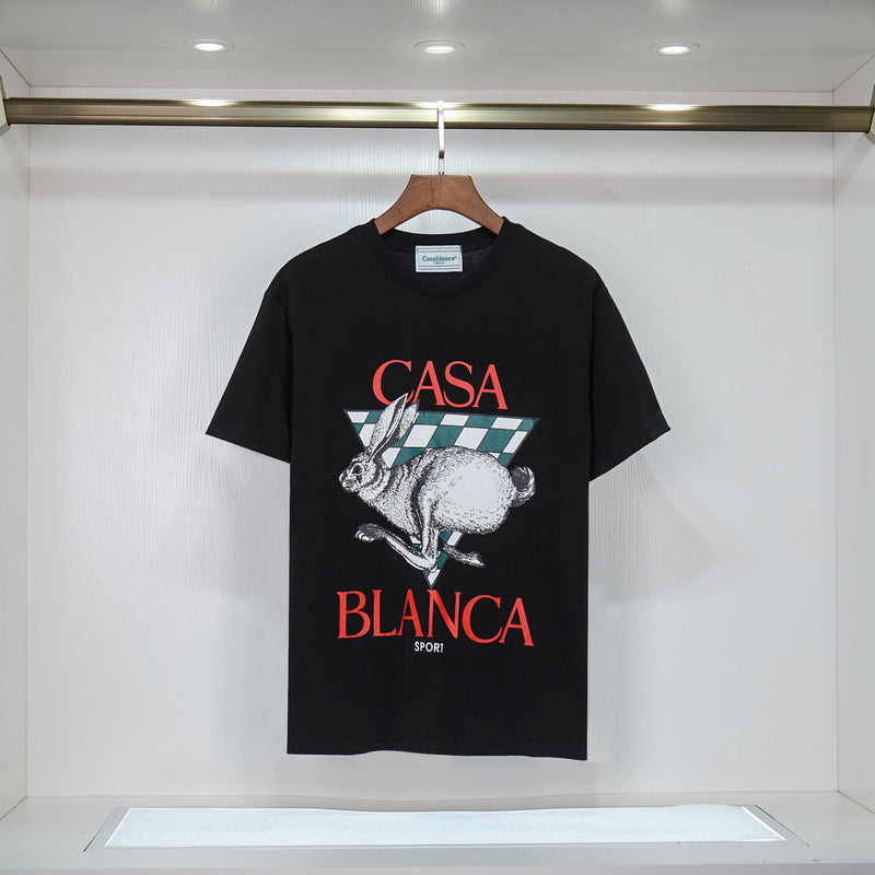 Casablanca T Shirts Fashion Casual Crew Neck Rabbit Print Tee