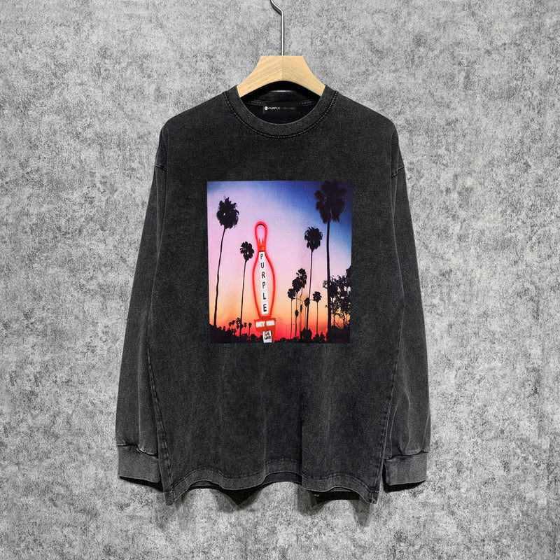 Purple Brand Distressed Long Sleeve Shirt Fashion Distressed Loose Long-sleeved Top