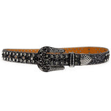 Hip-hop punk rhinestone belt skull