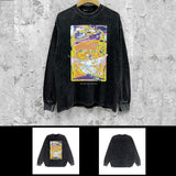 Purple Brand Distressed Long Sleeve Shirt Fashion Distressed Loose Long-sleeved Top