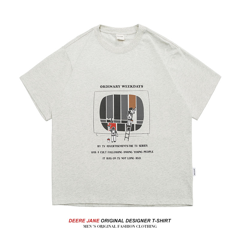 Men T-Shirts Summer Short-Sleeved T-shirt Men Loose Leisure All-Matching Couple