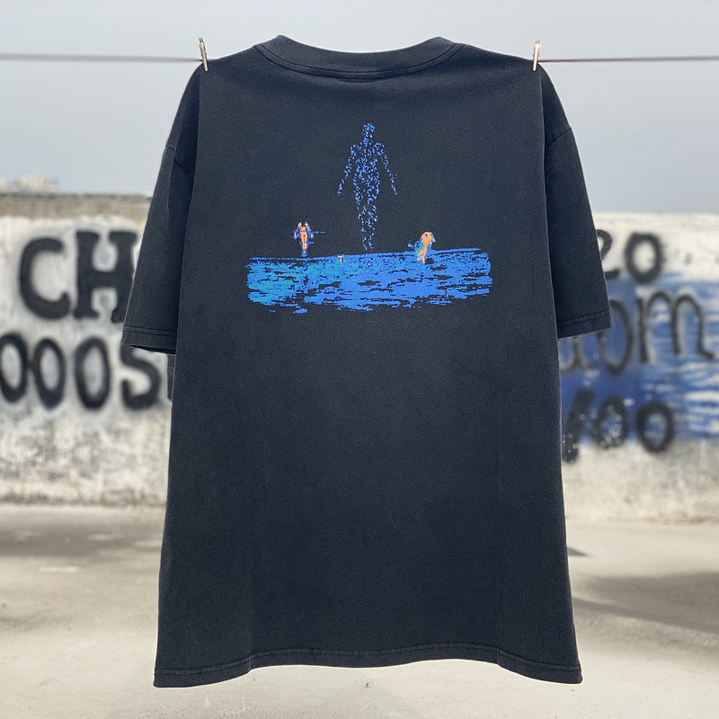 Men Vintage T-Shirts Vintage Old Wash Short Sleeve Pink Floyd Pink Floyd Band