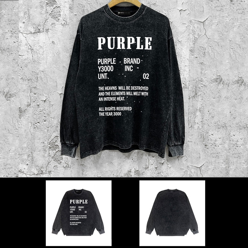 Purple Brand Distressed Long Sleeve Shirt Fashion Distressed Loose Long-sleeved Top