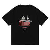 Rhude T Shirt Los Angeles RHUDE Sailing Letter Print Short Sleeve T-Shirt