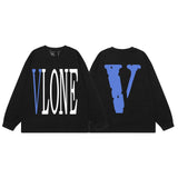 Vlone Sweatshirts Autumn and Winter Blue Big V Letter Crew Neck